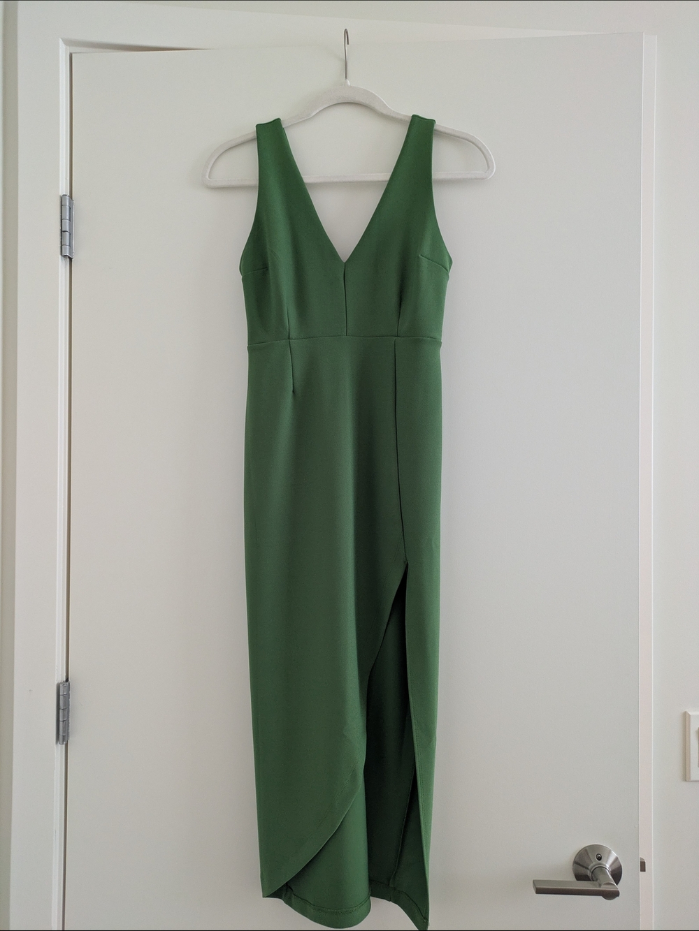 Abercrombie & Fitch Green V-Neck Maxi Dress with Front Slit